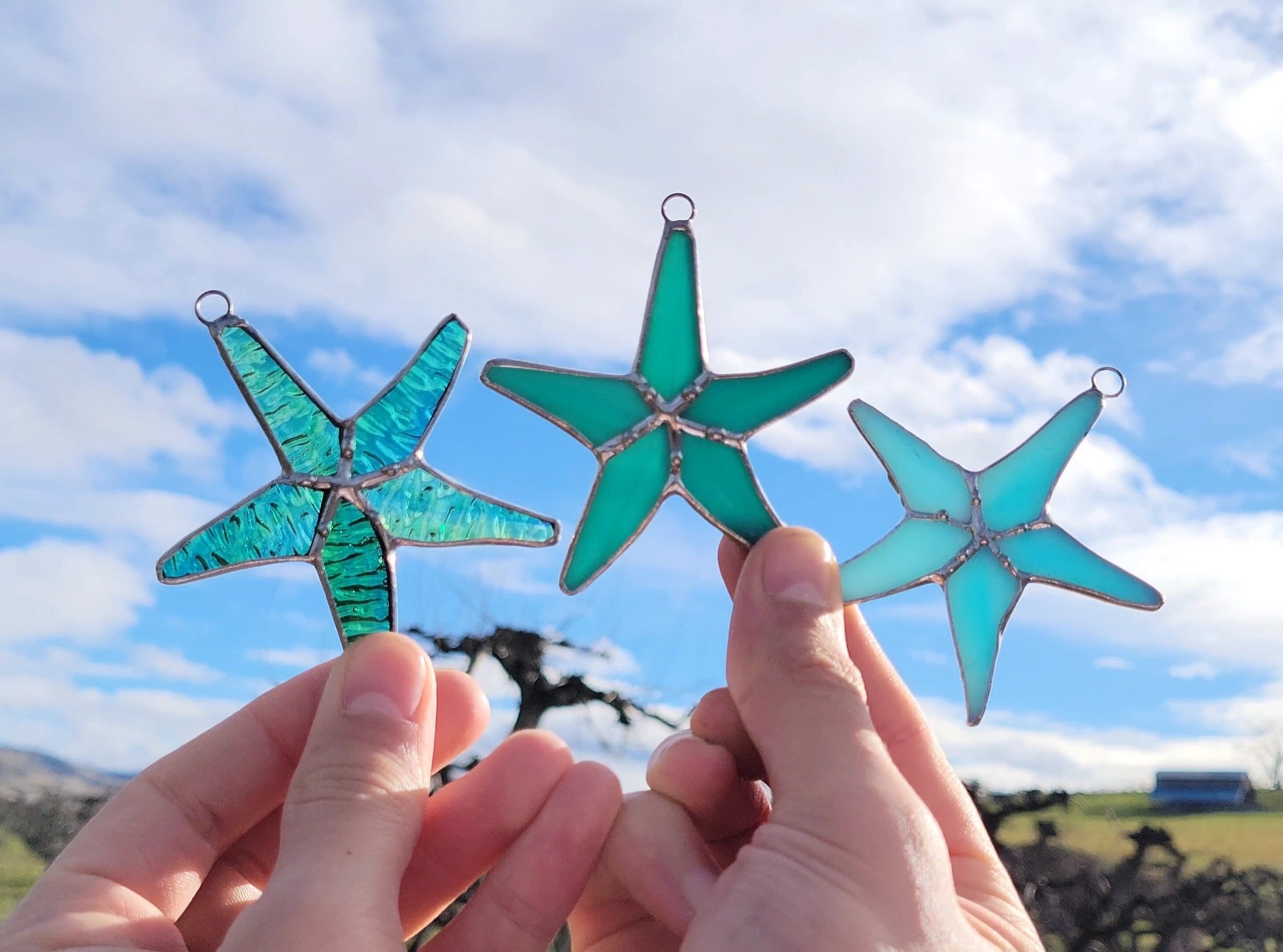 Starfish Stained Glass Window Hangings Beach Decor Coastal Stained Glass Ocean Suncatcher Gift For Mom