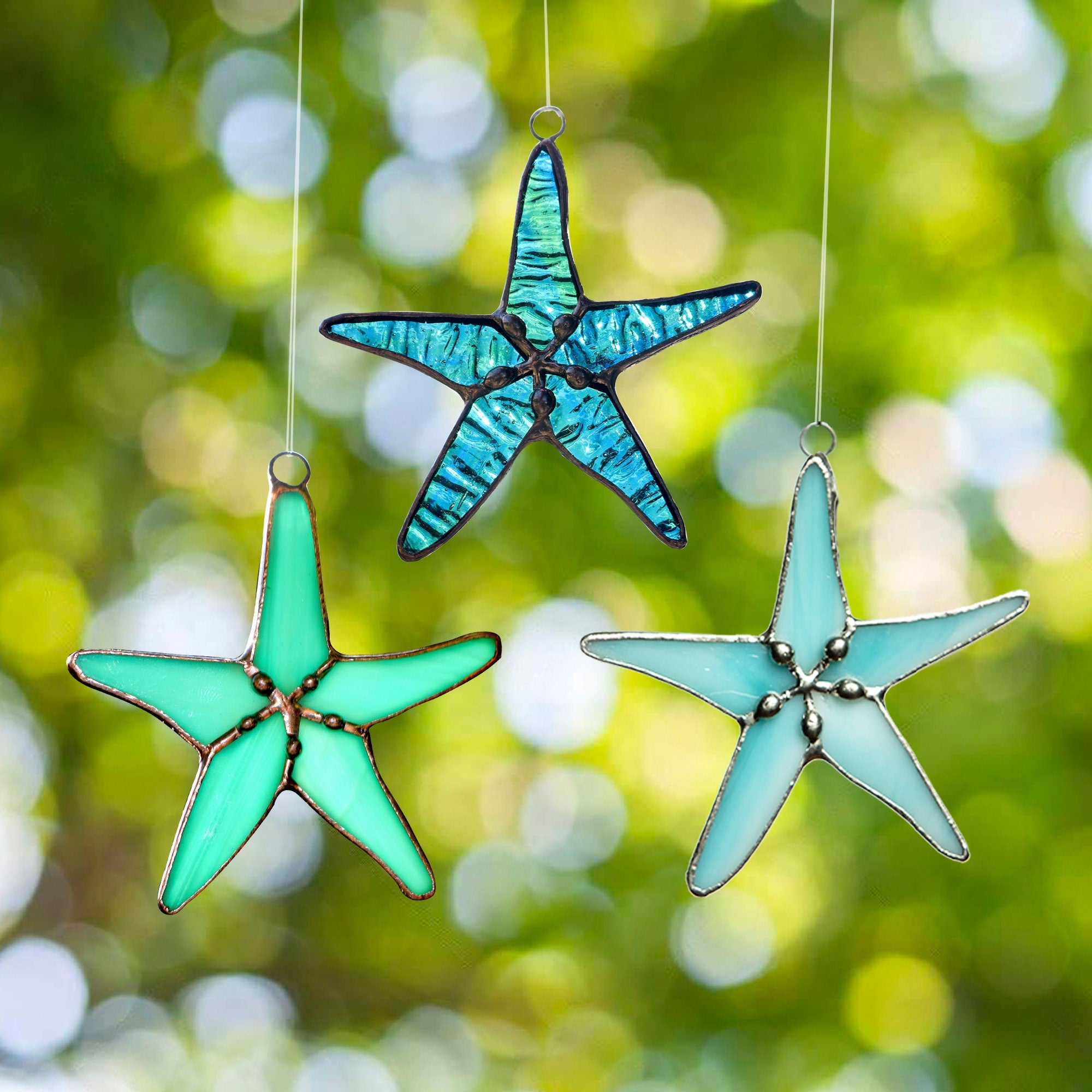 Starfish Stained Glass Window Hangings Beach Decor Coastal Stained Glass Ocean Suncatcher Gift For Mom