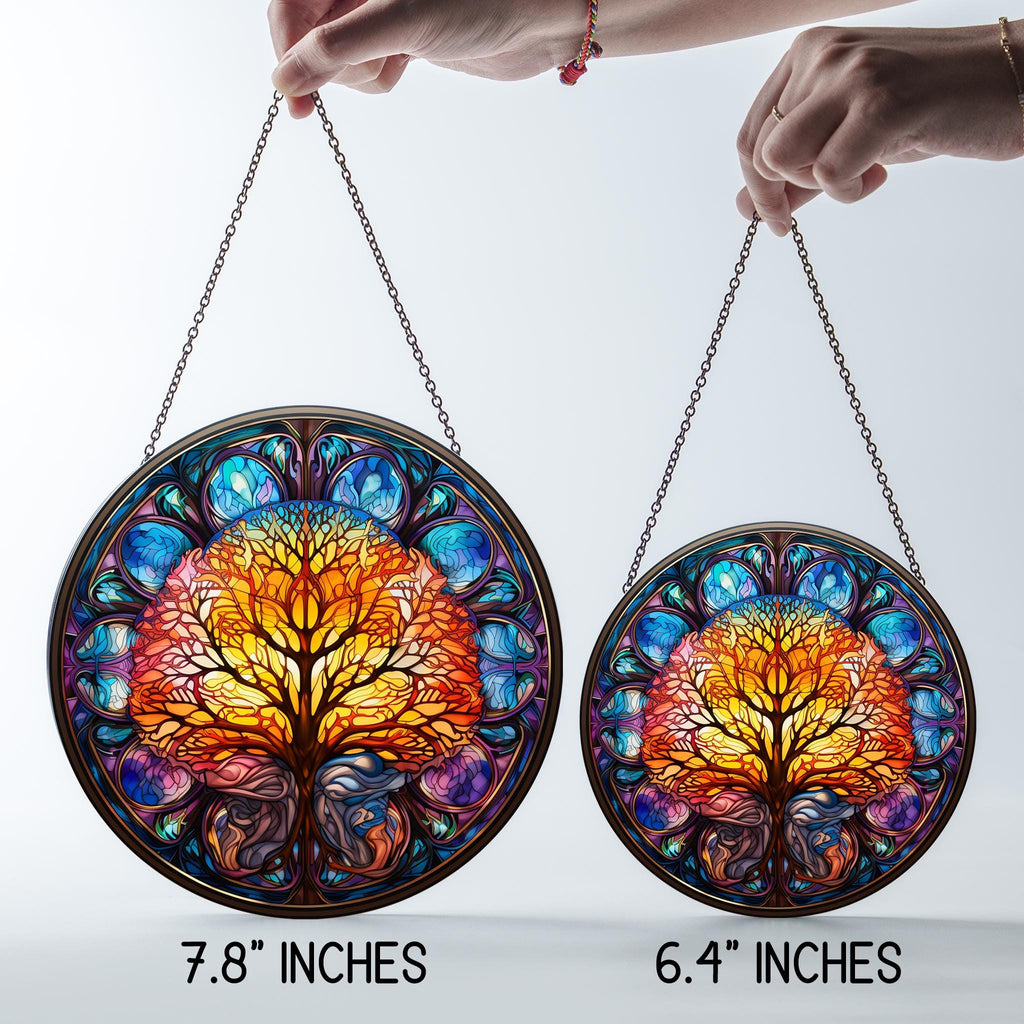 Tree of Life Stained Glass Sun Catcher, Window Hanging Decoration, Artistic Gift for Home, Office, or Garden, Perfect for Any Occasion TS01
