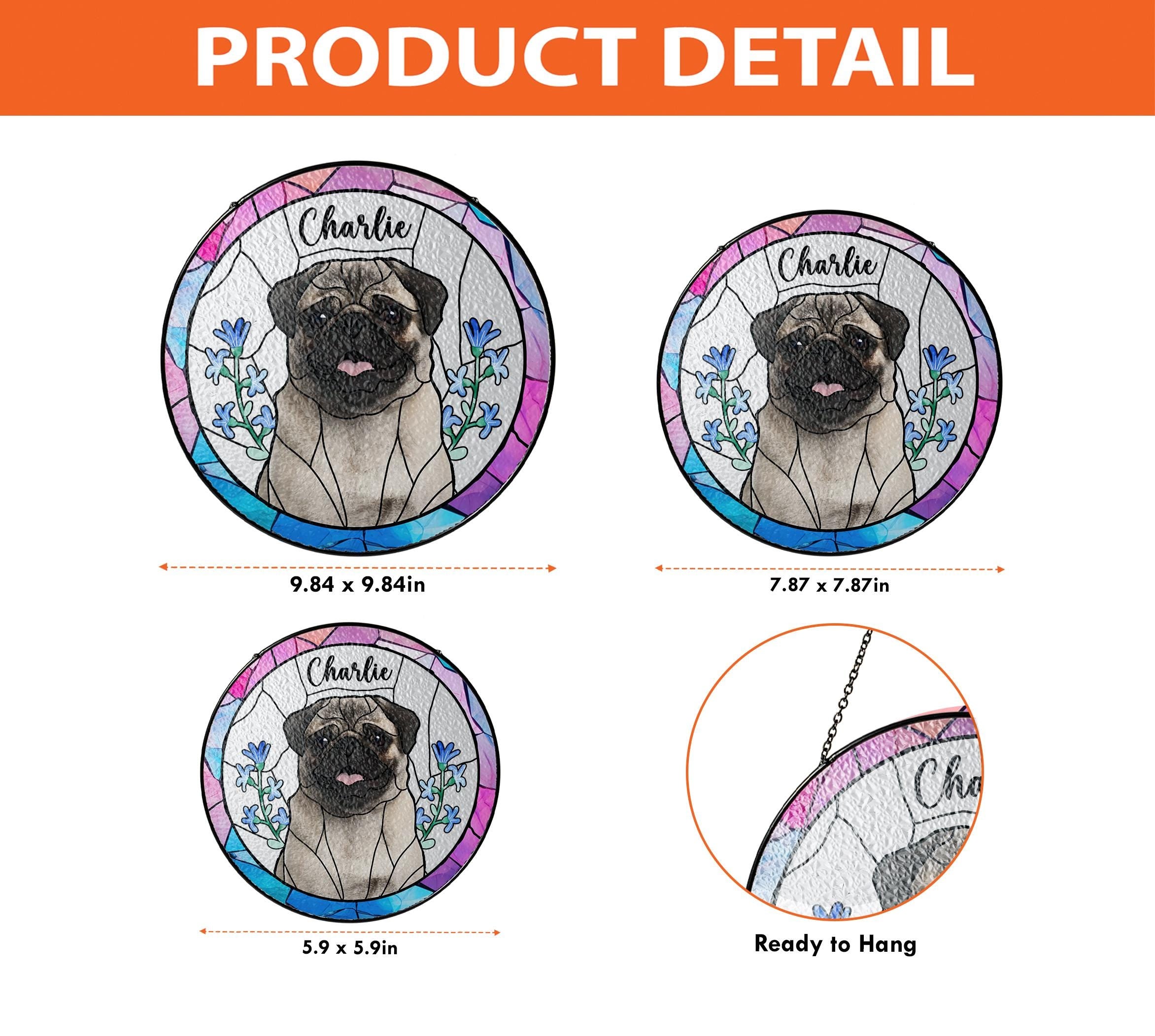 Custom Pet Portrait Stained Glass Suncatcher, Pet Memorial Gift Custom Pet Portrait from Photo, Dog Cat Portrait Lightcatcher Window Hanging