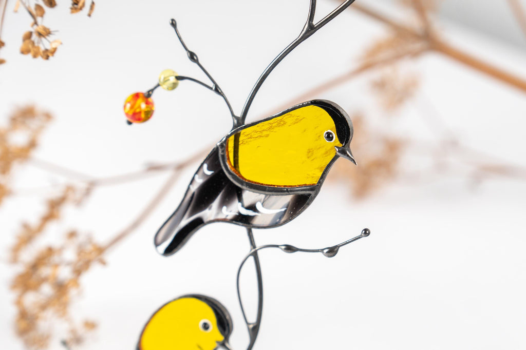 Goldfinch Stained Glass Bird Suncatcher, Anniversary Gift, Custom Stained Glass Window Hangings, Stained Glass Window Signs,Handmade Product
