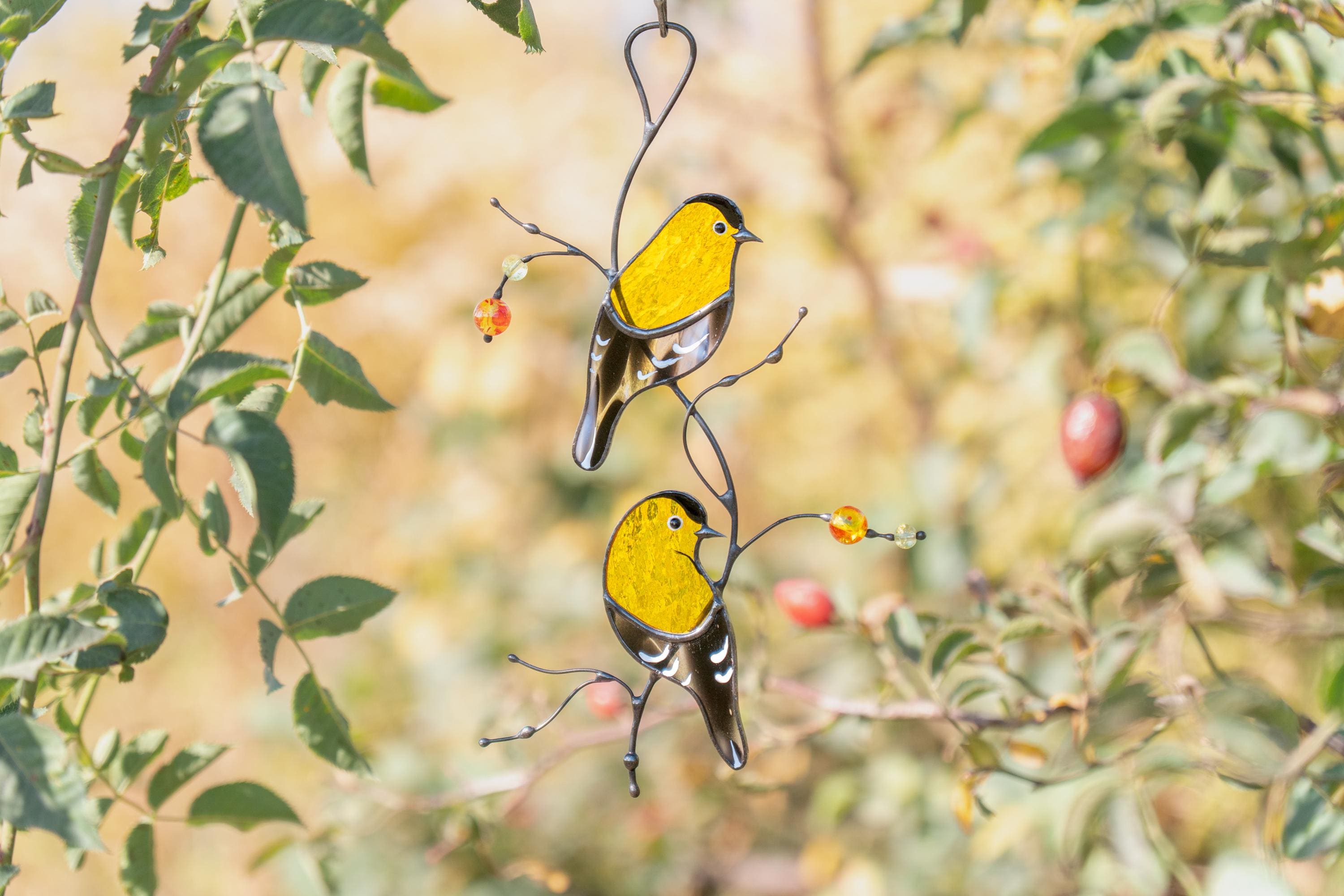 Goldfinch Stained Glass Bird Suncatcher, Anniversary Gift, Custom Stained Glass Window Hangings, Stained Glass Window Signs,Handmade Product