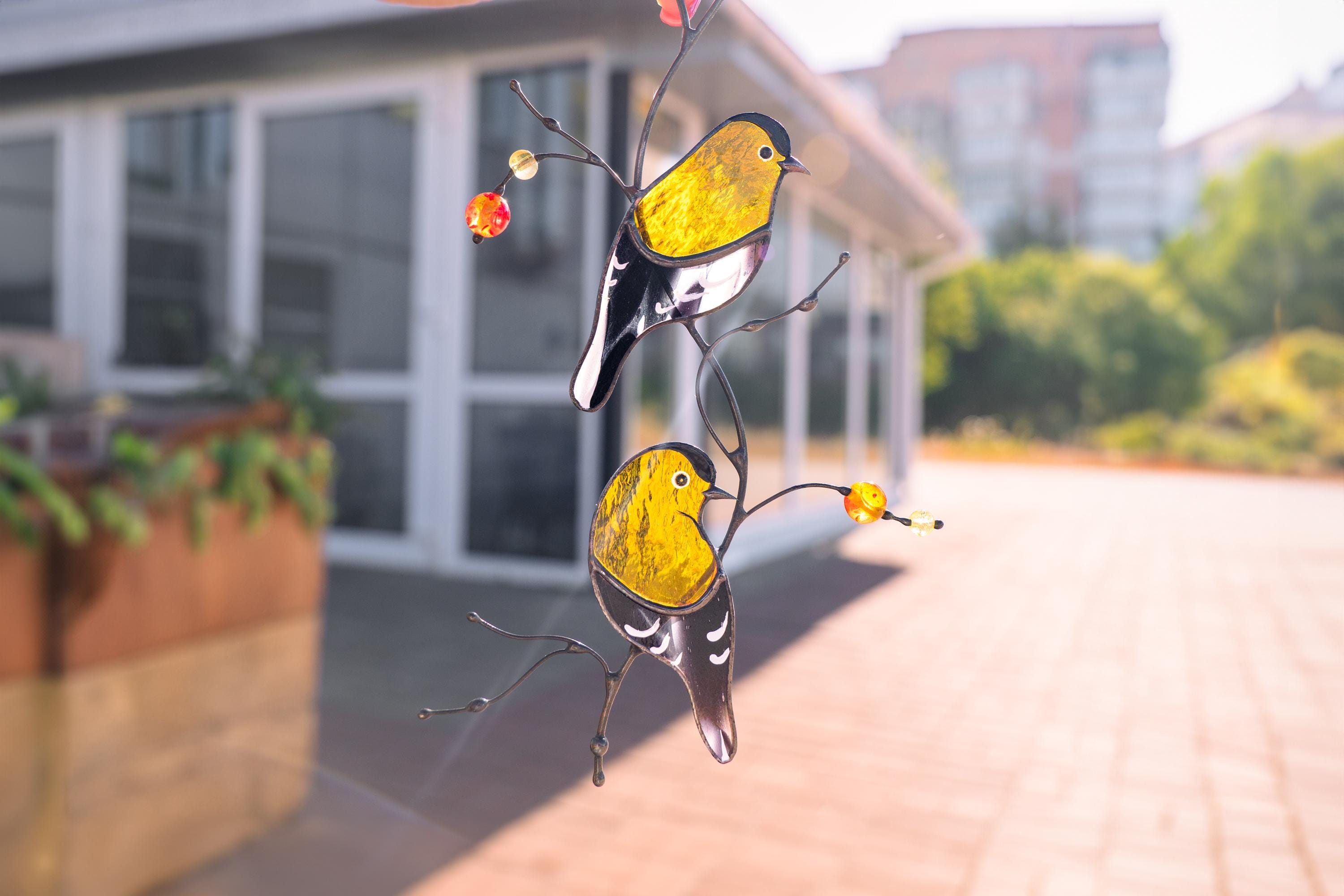 Goldfinch Stained Glass Bird Suncatcher, Anniversary Gift, Custom Stained Glass Window Hangings, Stained Glass Window Signs,Handmade Product