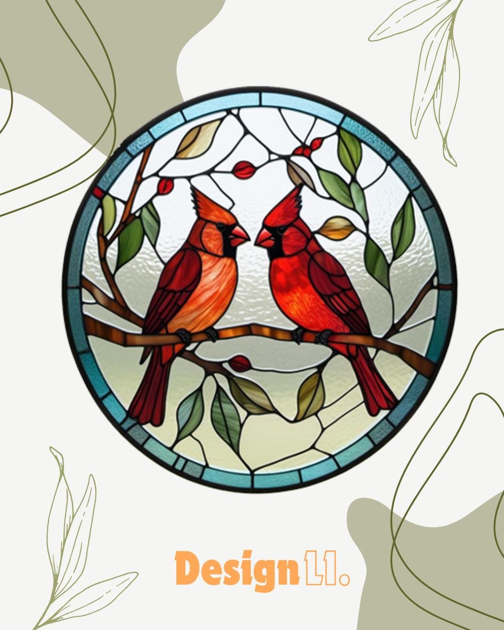 Cardinal Stained Glass Suncatchers For Window Hanging, 7.9 Inch  Window Hanging For Cardinal Bird Lover,  Home Decor, Christmas 0rnaments