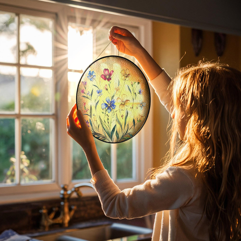 Wildflower Stained Glass Suncatcher, Wildflower Window Decor, Suncatcher, Florist Gift, Gift for Flower Lovers