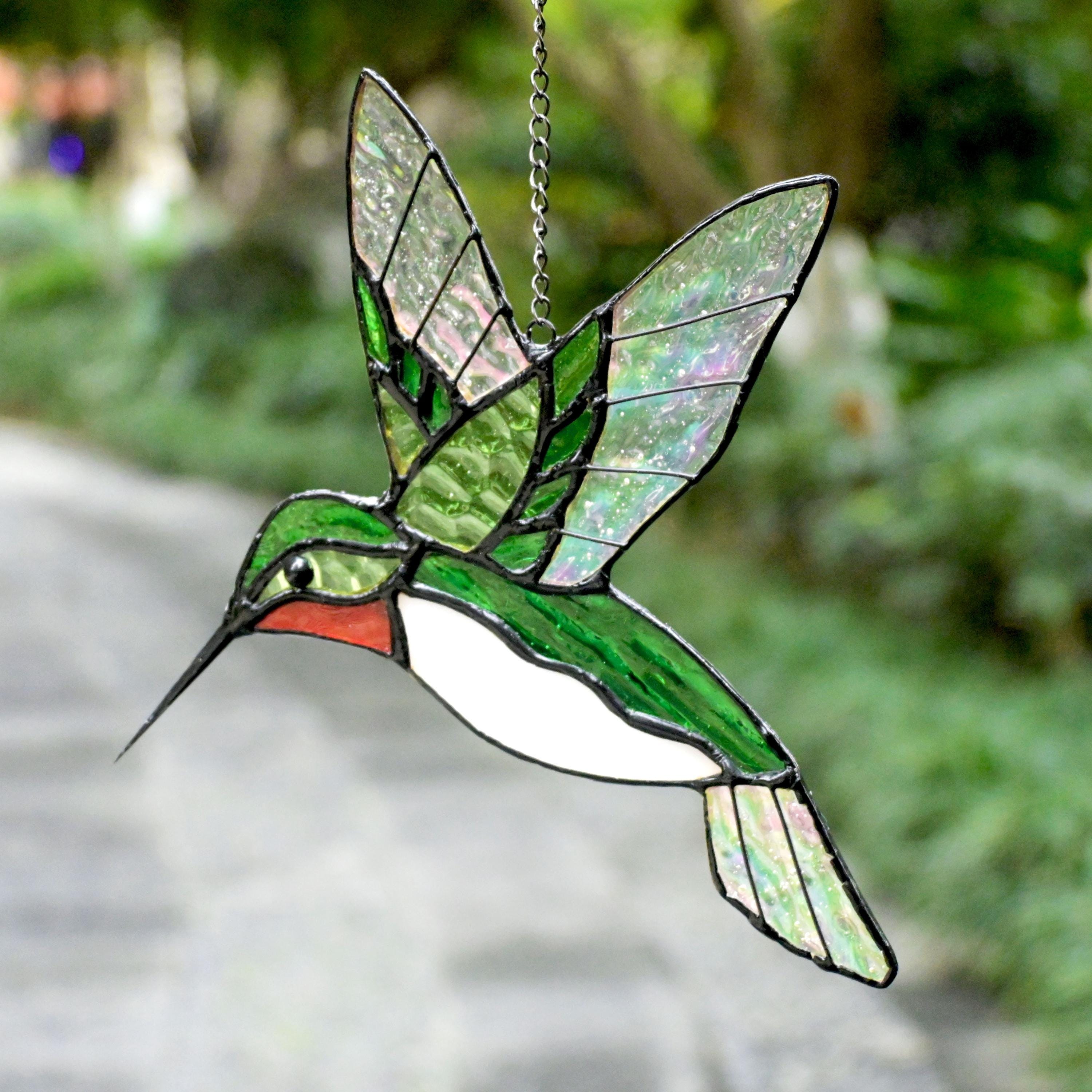 100% Handmade Stained Glass Window Decor,Handmade Glass Hummingbird,Suncatcher Glass Birds,Home Decor,Wall ArtGift for Mom,Mother‘s Day Gift