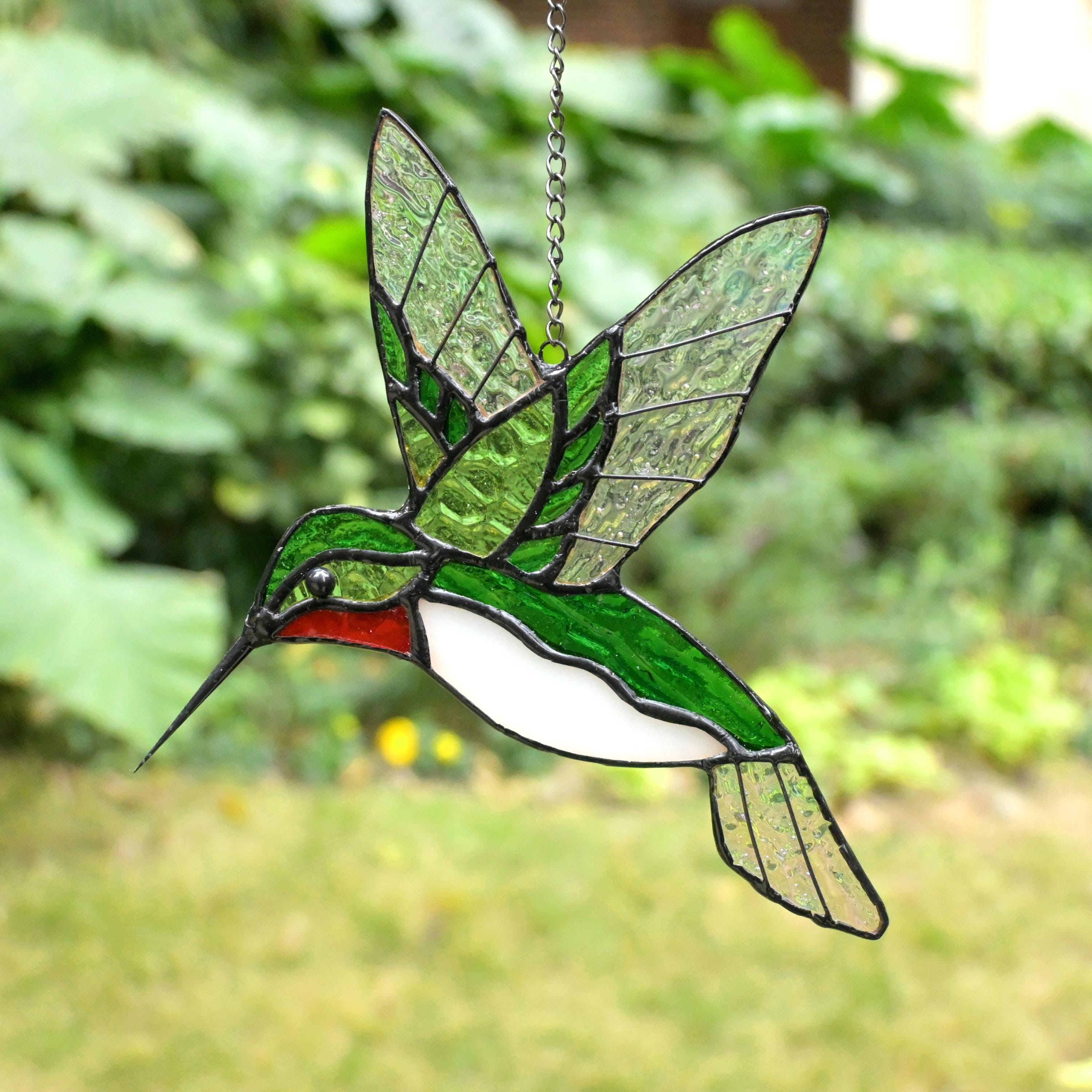 100% Handmade Stained Glass Window Decor,Handmade Glass Hummingbird,Suncatcher Glass Birds,Home Decor,Wall ArtGift for Mom,Mother‘s Day Gift