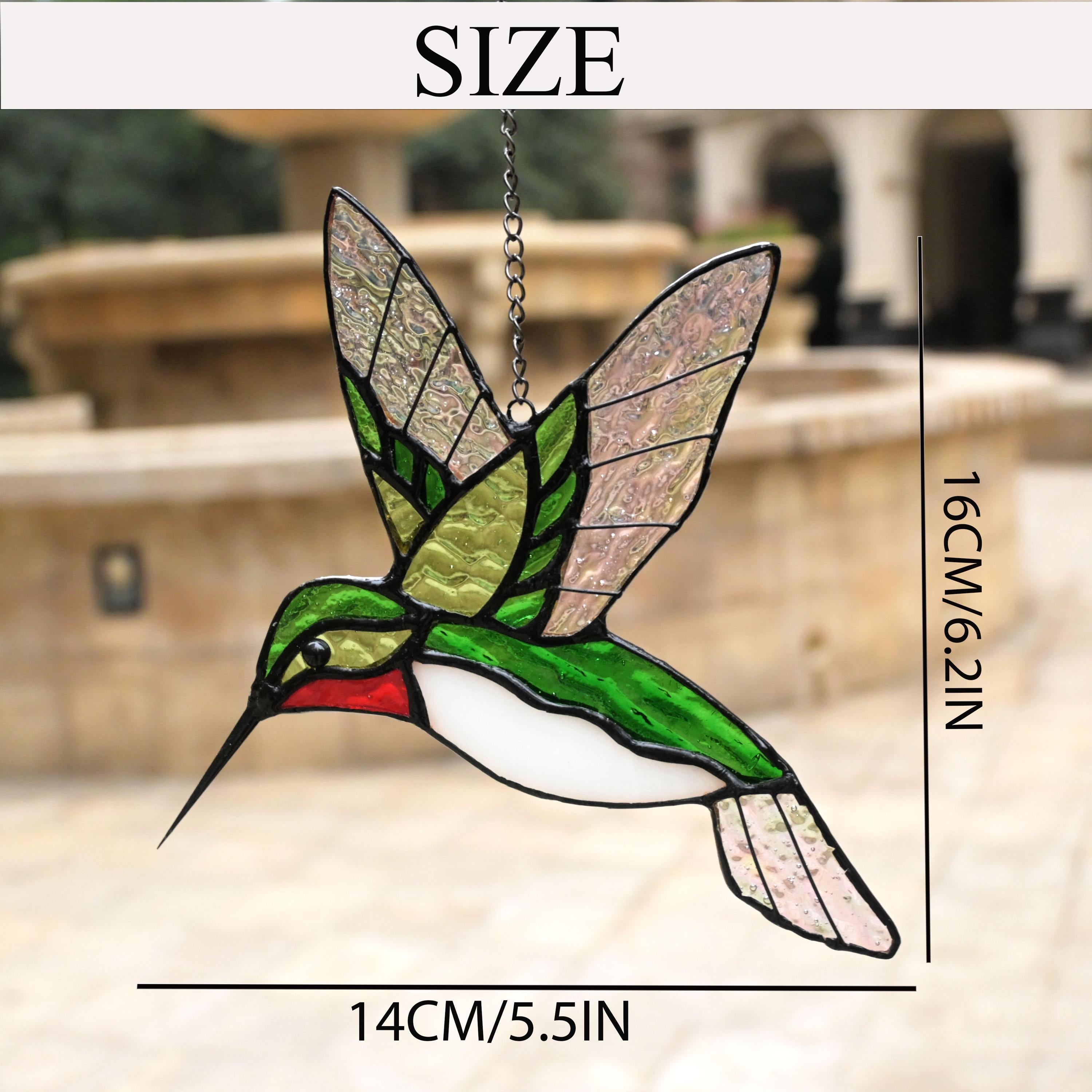 100% Handmade Stained Glass Window Decor,Handmade Glass Hummingbird,Suncatcher Glass Birds,Home Decor,Wall ArtGift for Mom,Mother‘s Day Gift