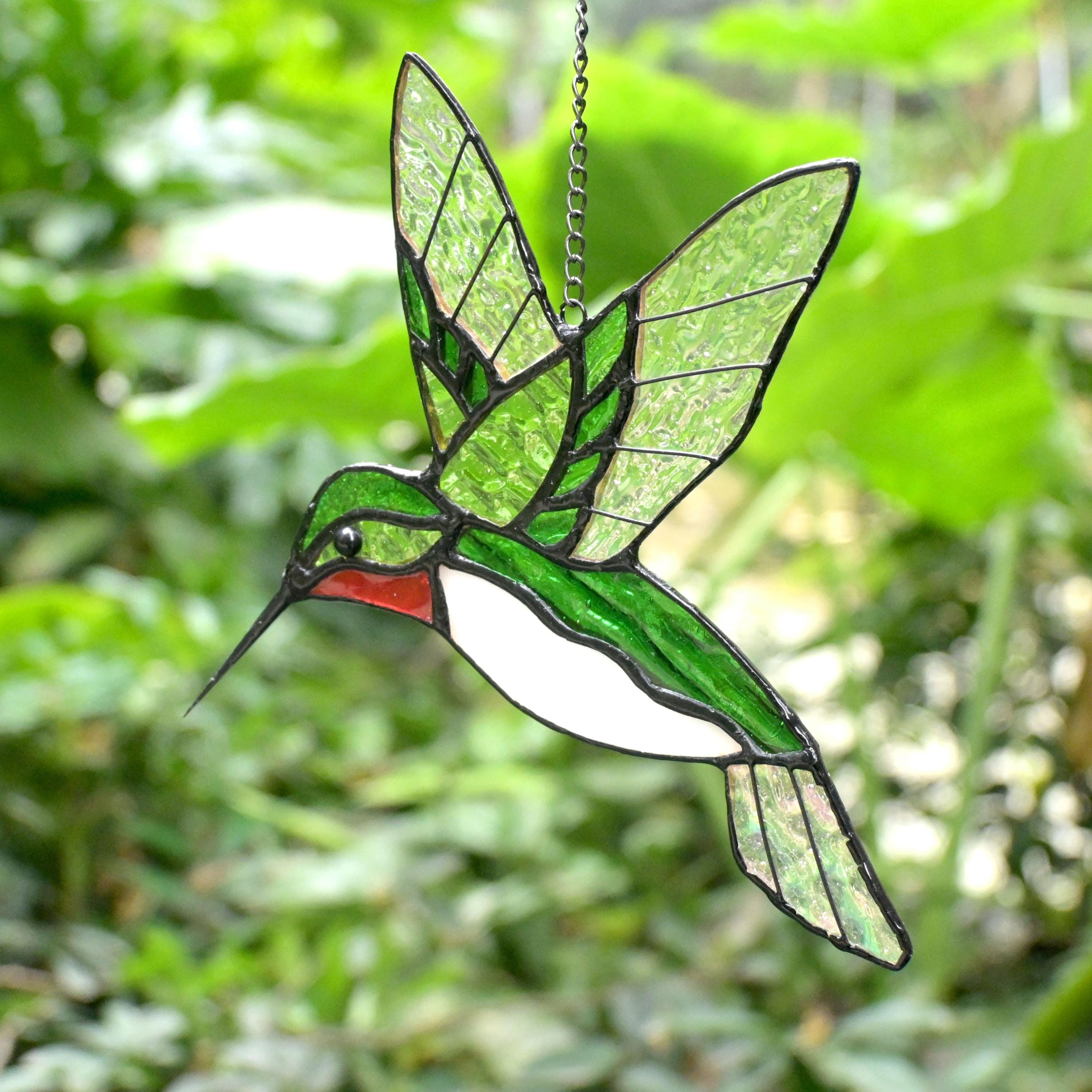 100% Handmade Stained Glass Window Decor,Handmade Glass Hummingbird,Suncatcher Glass Birds,Home Decor,Wall ArtGift for Mom,Mother‘s Day Gift