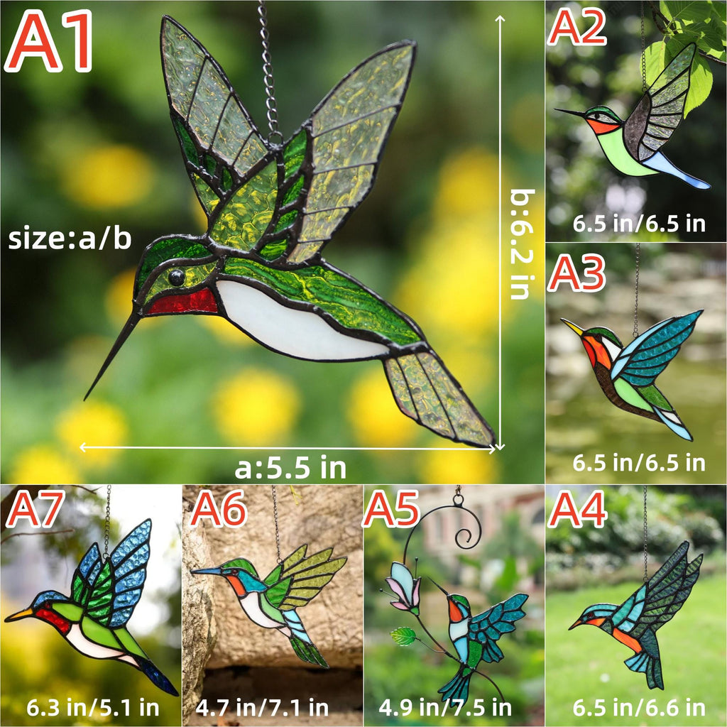 100% Handmade Stained Glass Window Decor,Handmade Glass Hummingbird,Suncatcher Glass Birds,Home Decor,Wall ArtGift for Mom,Mother‘s Day Gift