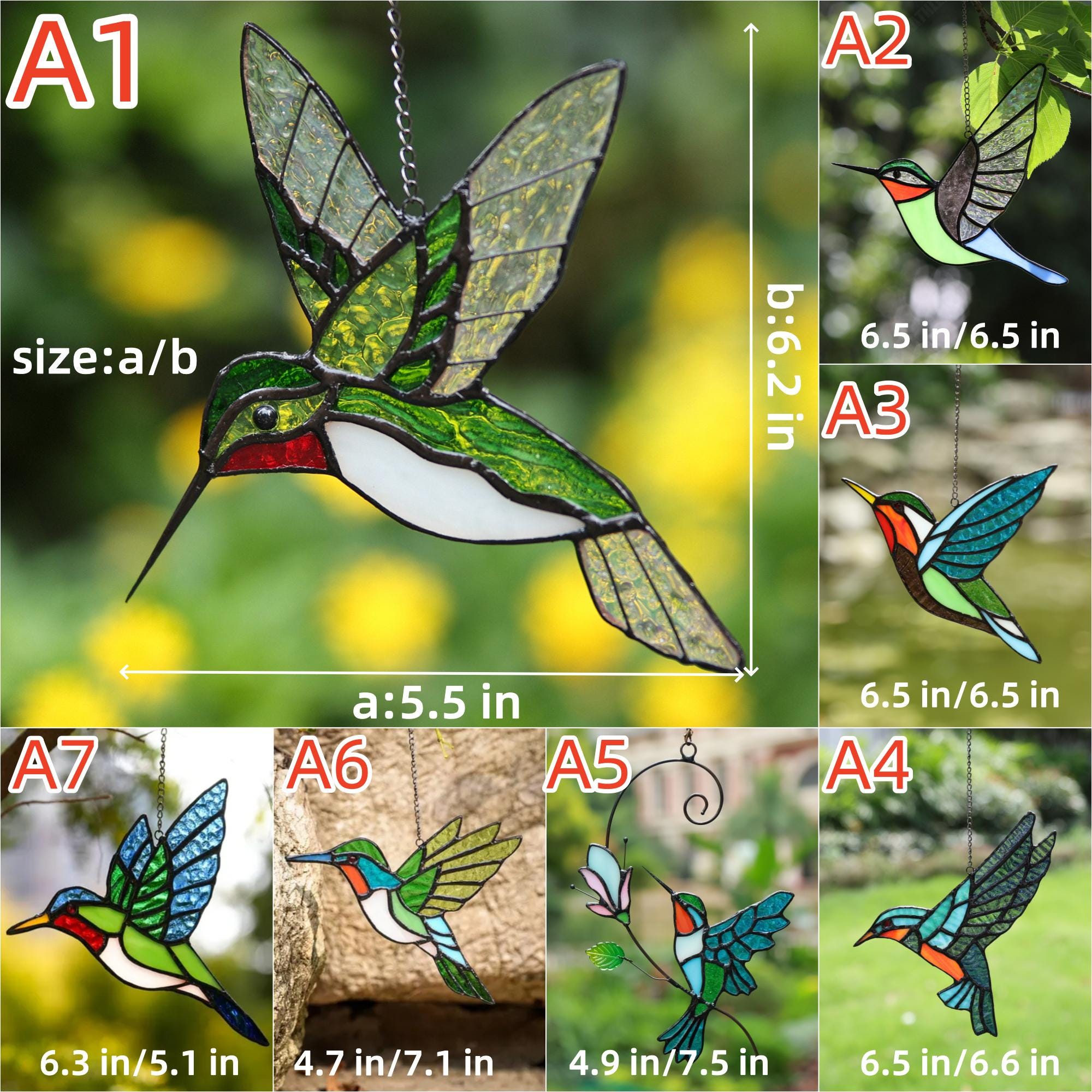 100% Handmade Stained Glass Window Decor,Handmade Glass Hummingbird,Suncatcher Glass Birds,Home Decor,Wall ArtGift for Mom,Mother‘s Day Gift