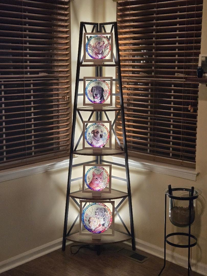 Custom Pet Portrait Stained Glass Suncatcher, Pet Memorial Gift Custom Pet Portrait from Photo, Dog Cat Portrait Lightcatcher Window Hanging