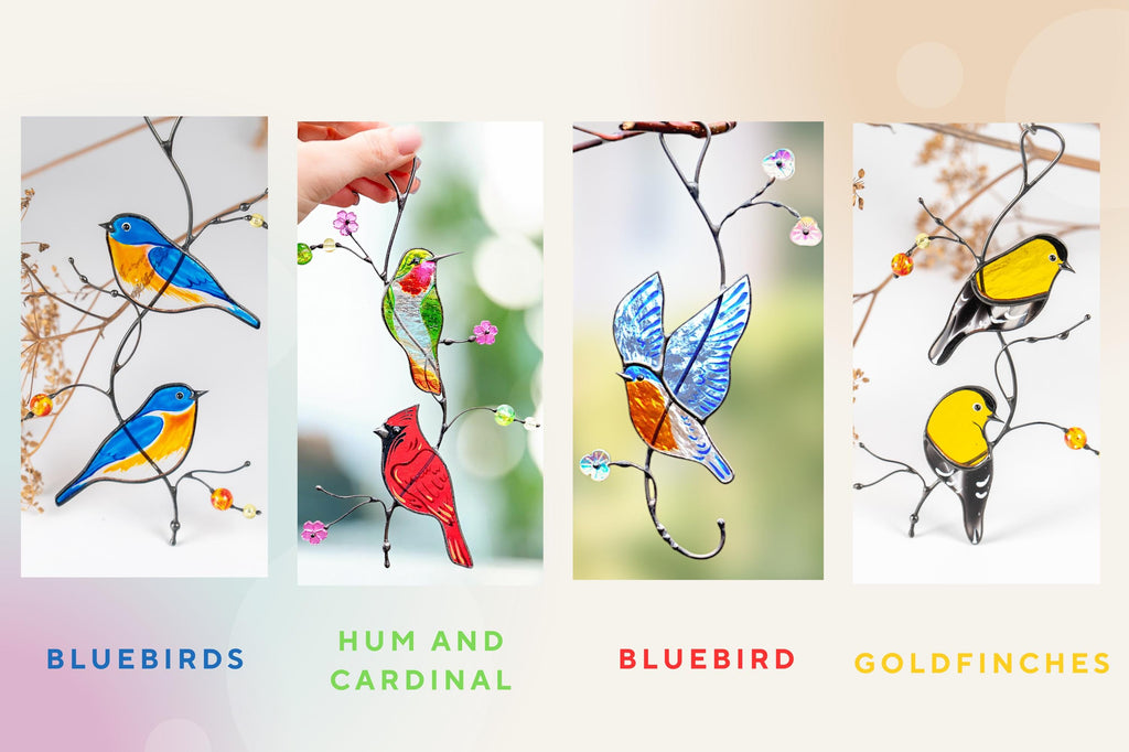 Goldfinch Stained Glass Bird Suncatcher, Anniversary Gift, Custom Stained Glass Window Hangings, Stained Glass Window Signs,Handmade Product