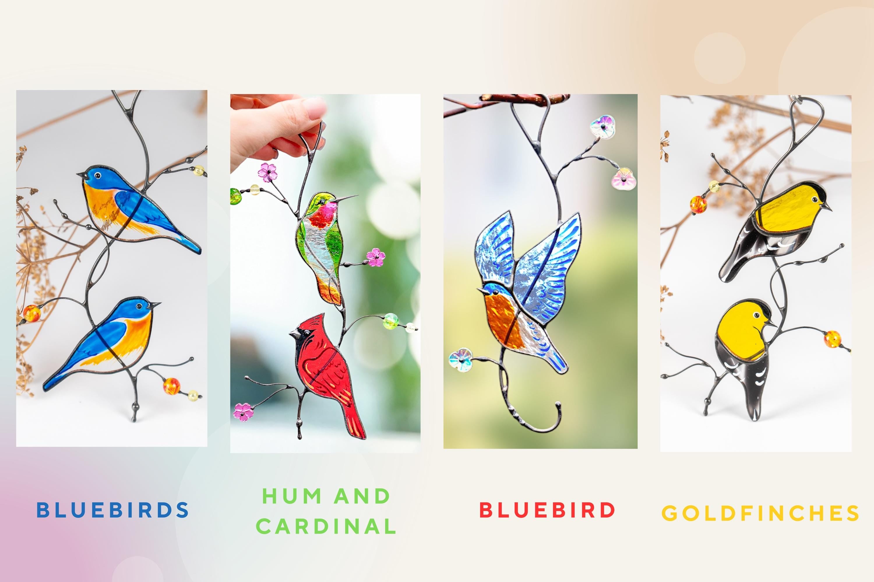 Goldfinch Stained Glass Bird Suncatcher, Anniversary Gift, Custom Stained Glass Window Hangings, Stained Glass Window Signs,Handmade Product