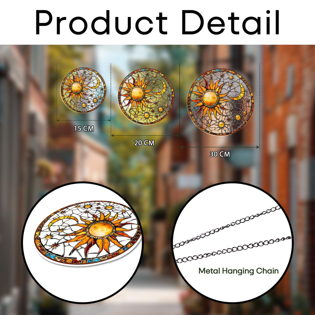 Sun and Moon STAINED GLASS Suncatcher Celestial Window Hanging, Handmade Sun Catcher Gift for Astrology and Boho Decor Lovers, Sun Lover