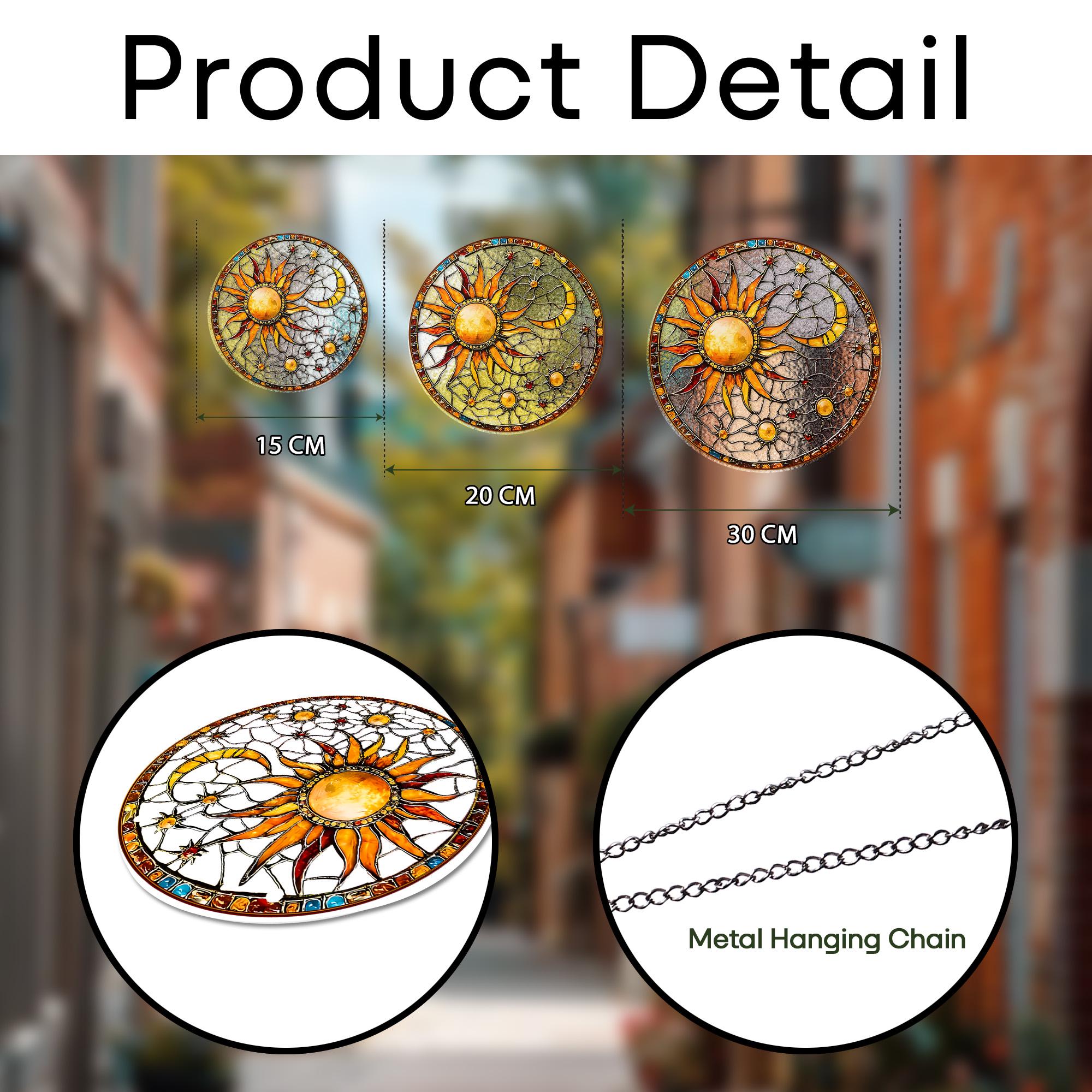 Sun and Moon STAINED GLASS Suncatcher Celestial Window Hanging, Handmade Sun Catcher Gift for Astrology and Boho Decor Lovers, Sun Lover